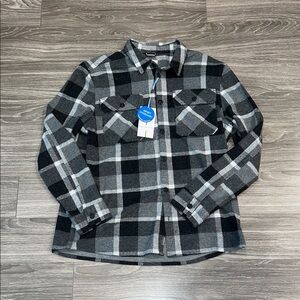 Black & Gray Plaid Button-Up Shacket By Larsson & Co.